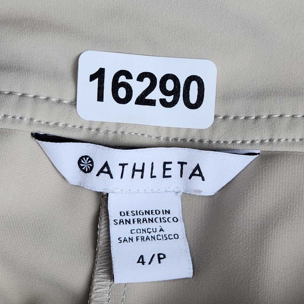 Athleta Pants Women 4 Petite Cream Stellar Wide Leg Crop Side Zip Stretch Casual - Picture 12 of 15